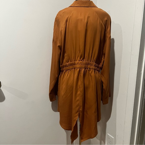 NEW Terea By Andrea Pitter Jacket long duster Adobe L Large Rust Orange coat - Picture 6 of 12